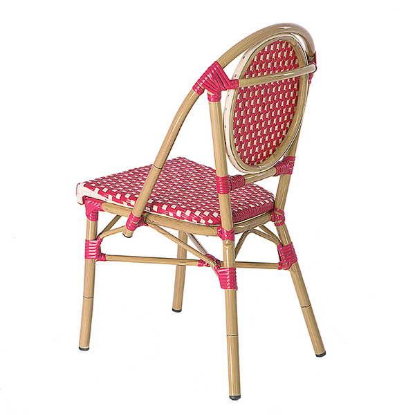 파리 카페 원형 레드 라탄 디자인의자