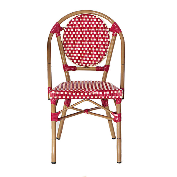 파리 카페 원형 레드 라탄 디자인의자
