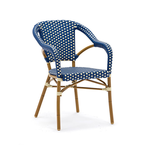 파리 카페 블루 라탄 팔걸이 디자인의자