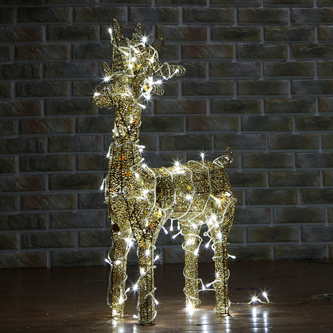 50cm LED 골드 반짝이 사슴 크리스마스장식(소)